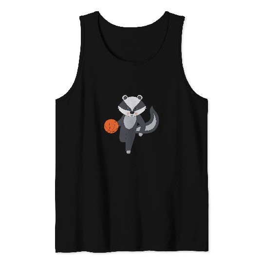 Cute Skunk Basketball Player Wildlife Rodent Tank Tops