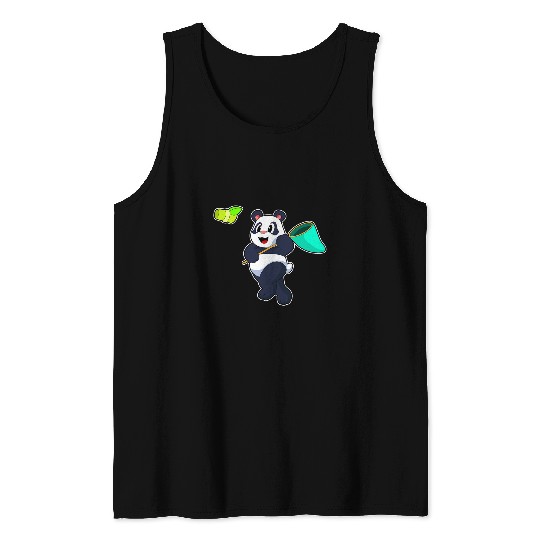 Panda Bamboo Fisher Fishing net Tank Tops