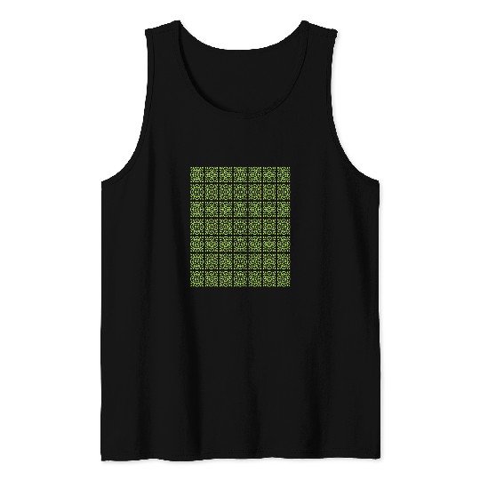 Art Deco Style Repeat Pattern Lime Green Tank Tops