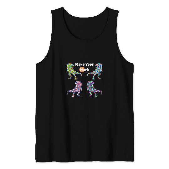 Dot Day Dinosaurs Colorful dot art tee Tank Tops