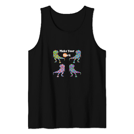 Dot Day Dinosaurs Colorful dot art tee Tank Tops