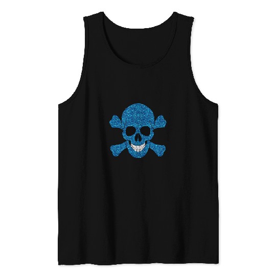 Blue Pirate Skull And Crossbones Tank Tops
