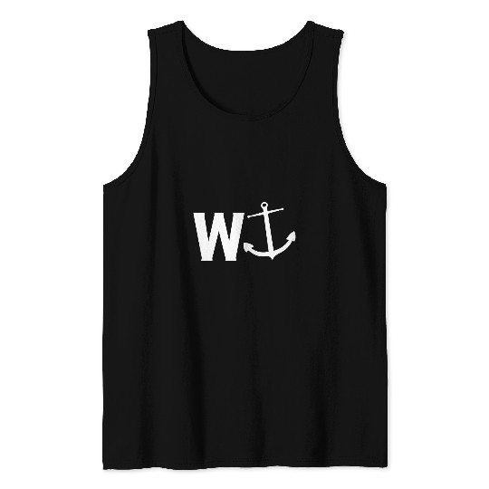 W Anchor Funny Wanker Sailing Boating Slang Tank Tops