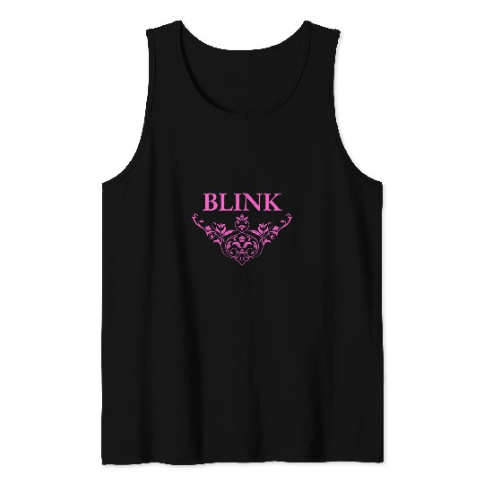 Blink Fan Pink Blink Decorative Design Music Concert Black Tank Tops