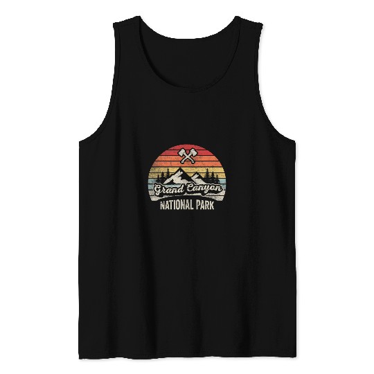 vintages Retro Grand Canyon National Park Map Sunset Tank Tops