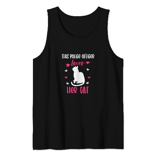 This Police officer Loves Her Cat Funny Cat Owner Tank Tops