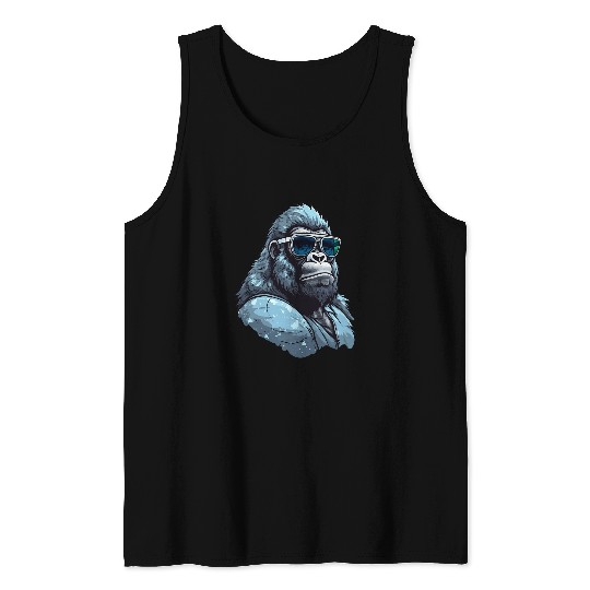 Owl Pet Gorilla Face Angry Growling Scary Silverback Gorilla Tank Tops