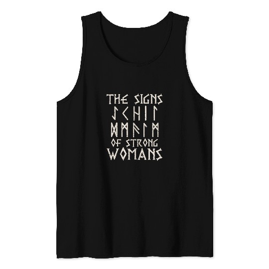 Womens Viking Strong Women Shield Maid Runes Tank Tops