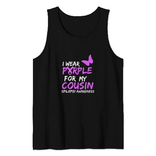 I wear Purple for my Cousin Epilepsy Awareness Butterfly Tank Tops