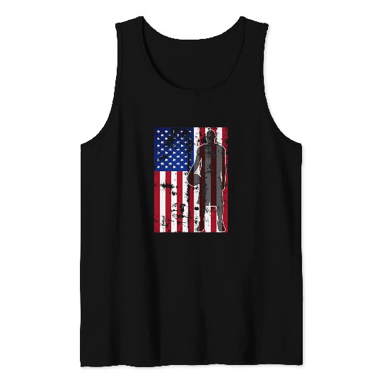 American Flag Basketball USA Flag 4th of July Men Boys Kids 2 Tank Tops