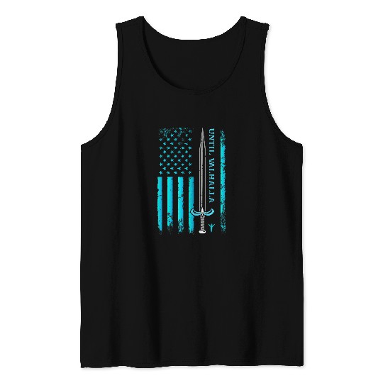 Womens ShieldMaiden American Flag Until Valhalla Lagertha Viking Tank Tops