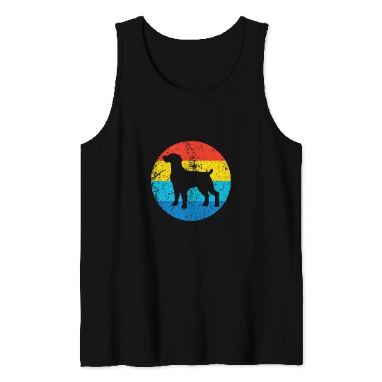 Brittany Spaniel Dog Breed Silhouette Retro 1970s Circle Tank Tops