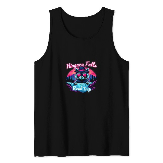 Raccoon Pet Niagara Falls Road Trip Funny Family Matching Raccoon Meme Tank Tops