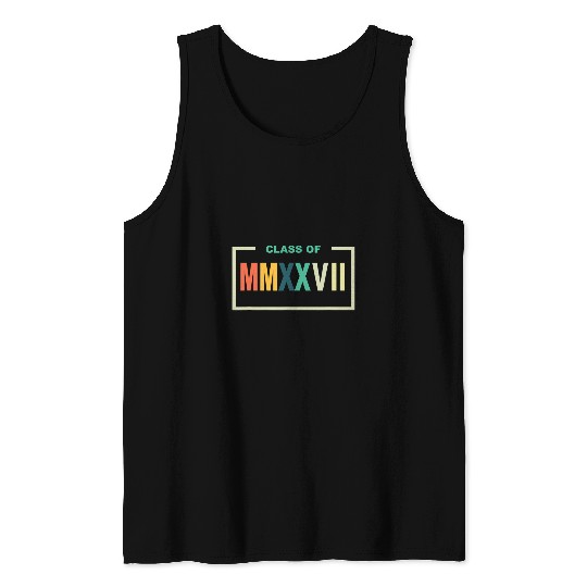 Class of 2027 Roman Numerals Freshman Math Student Tank Tops
