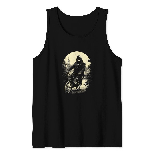 Cycling Gorilla in Victorian London Funny Bicycle TEEMONGOUS Tank Tops