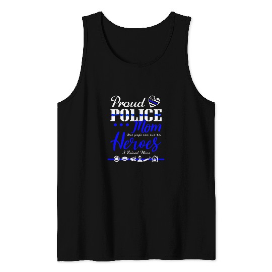 Womens Mothers Day s for Mom of Blue Line Police Plus Size Tee Tank Tops