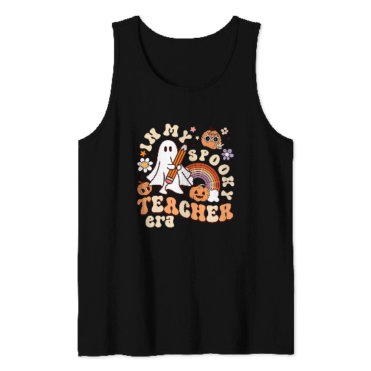 Groovy In My Spooky Math Teacher Era ghosts Funny Halloween 22 Tank Tops