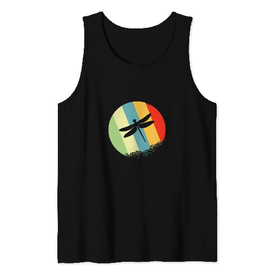 dragonfly Animal Round with Retro Colors Tank Tops