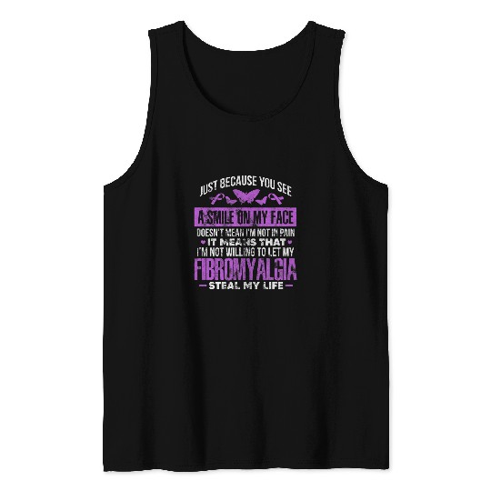 Fibromyalgia Fibro Warrior Purple Ribbon Butterfly Grunge Tank Tops