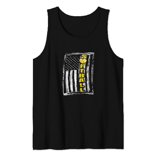 Girls Softball Team American Pride vintages Teens Youth Tank Tops