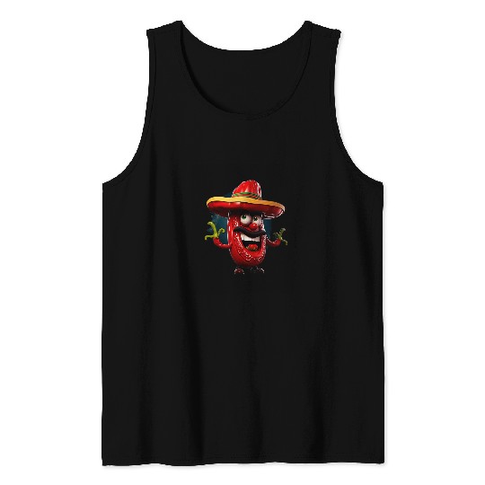 Lacrosse Gift Chili Hot Pepper Mexican Sombrero Cinco de Mayo 21 Tank Tops