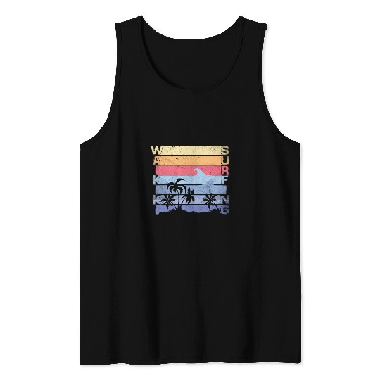 Waikiki Surfing Surfer vintages Surf Board Beach Man Boy Tank Tops