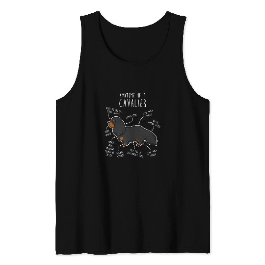 Cavalier King Charles Spaniel Dog Black Tan Funny Anatomy Tank Tops
