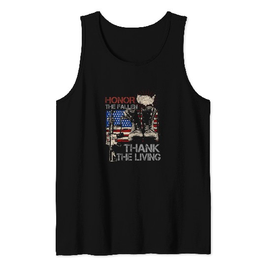 Us Flag Honor The Fallen Memorial Day 4Th Of July Tank Tops
