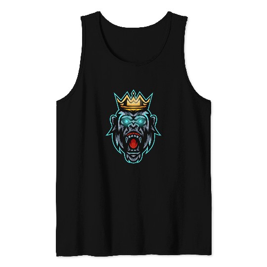 Owl Pet Gorilla Face Angry Growling Scary Silverback Gorilla King Tank Tops