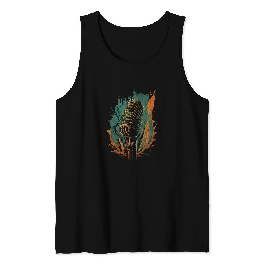 AV Technician Sound Waves Microphone Audio Music Wave Retro Tank Tops