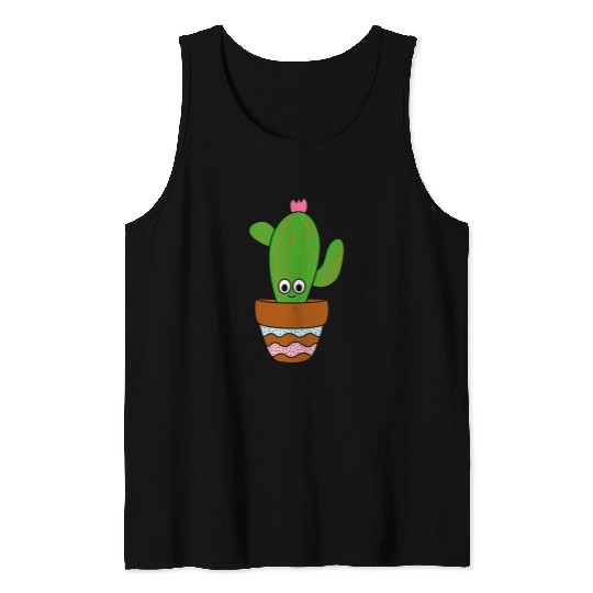 Cute Saguaro In Terracotta Pot Tank Tops