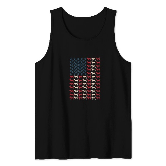 vintages Beagle Dog Paw As American Flag Funny Owner Tank Tops