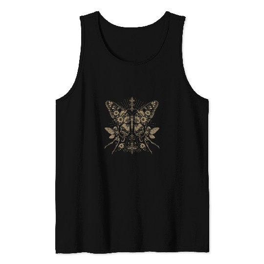 Y2K Grunge Aesthetic Goth Skeletons Cross Gothic Butterfly Tank Tops