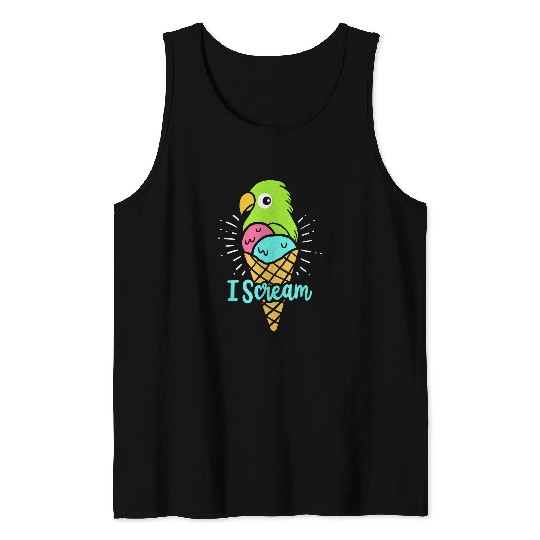 I Scream Ice Cream 2Parrot Bird Nerd 2Cockatiel Tank Tops