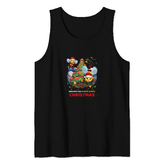 Wishing You a Buzztastic Christmas Honey Bee Beekeeper Tank Tops
