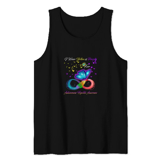 I Wear Yellow And Purple For Autoimmune Hepatitis Awareness Tank Tops