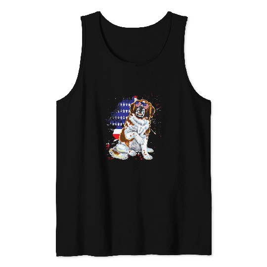 Dog Saint Bernard Funny Saint Bernard dog Independence Day Tank Tops
