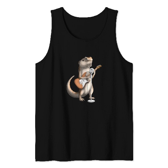 Bearded Dragon Singing Guitar Player Musician Music Cute Tank Tops