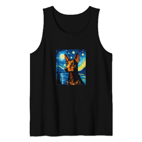 Australian Kelpie Dog Starry Night Dog Lover Dog Mom Dad 2 Tank Tops