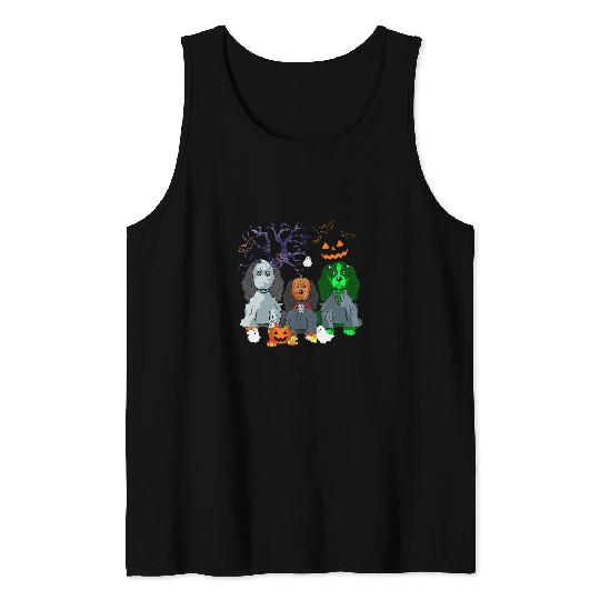 Halloween King Charles Spaniel Dog Witch Scary Costume Tank Tops