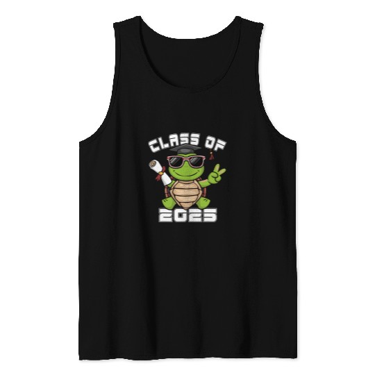 Turtle Pet Peace Sign Hand Turtle Class of 2025 Graduation Tank Tops