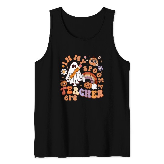 Groovy In My Spooky Math Teacher Era ghosts Funny Halloween Tank Tops