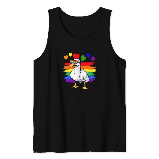 Duck Pet Quack LGBT Duck Gay Pride Rainbow LGBTQ 386 Tank Tops