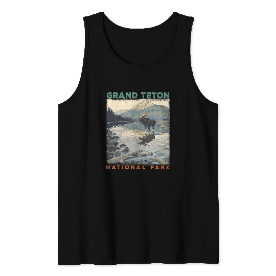 Retro Grand Teton National Park Wyoming Est 1929 Hiking Tank Tops