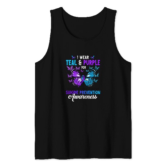 I Wear Teal Purple For Someone suicides Prevention Awareness Tank Tops