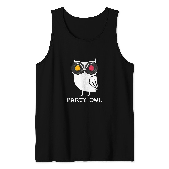 Owl Pet Vinyl Record Player DJ Party Owl Tank Tops