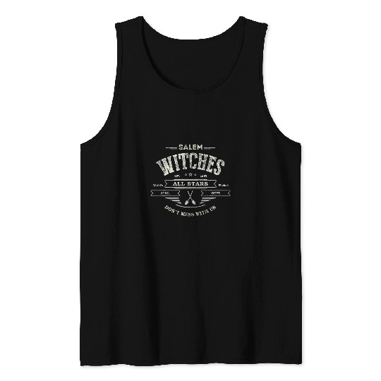 Cute SALEM WITCHES ALL STARS Softball Basketball 1692 Spooky Tank Tops