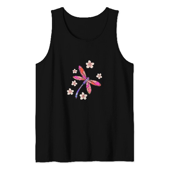 Dragonfly And Flowers 23 Tank Tops