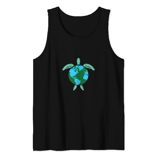 Turtle Pet Planet Funny Environment Earth Day Tank Tops