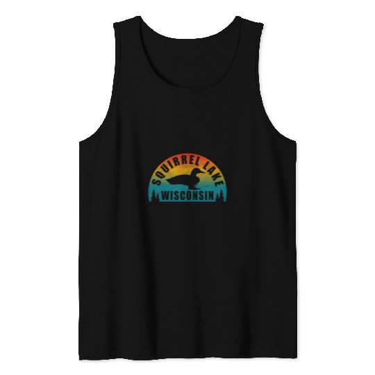 Squirrel Pet Lake Northern Wisconsin Sunset Loon Tank Tops